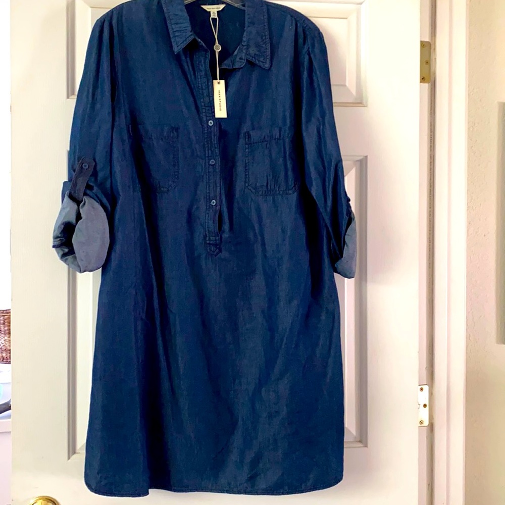 Nwt Max Studio denim Shirt dress Size XL